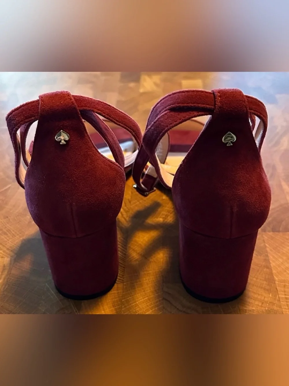 KATE SPADE M Watson Too Deep Crimson Suede Heels Sandals SZ 10M